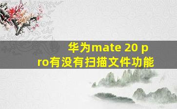 华为mate 20 pro有没有扫描文件功能